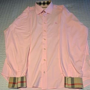 Pink Burberry button up shirt